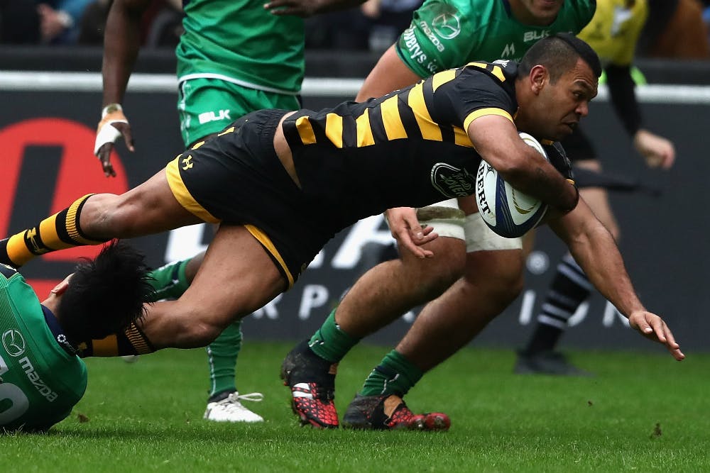 Kurtley Beale scores the opening try on his debut with the Wasps. Photo: Getty Images.