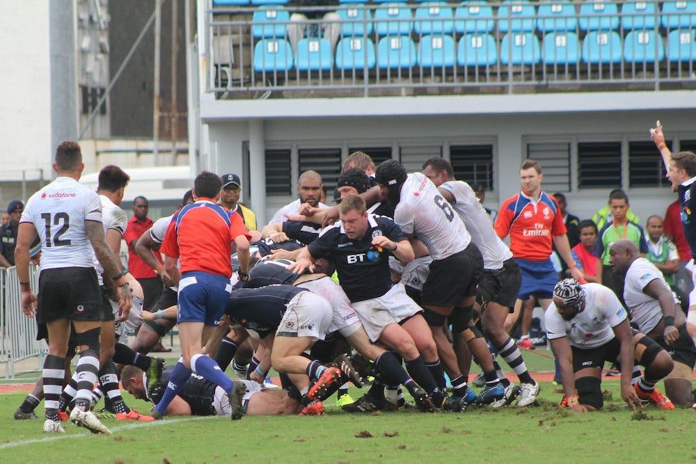 Fiji and Scotland do battled in Suva. Photo: Fiji Rugby Twitter.