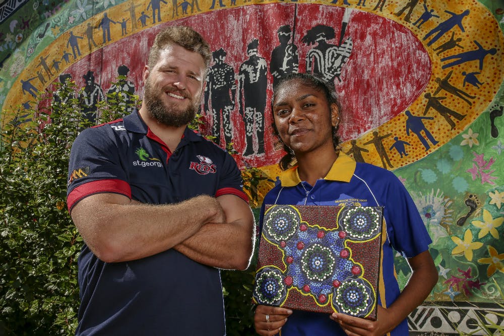 James Slipper and Janita Langdon smile for the camera in Cherbourg. Photo: QRU Media