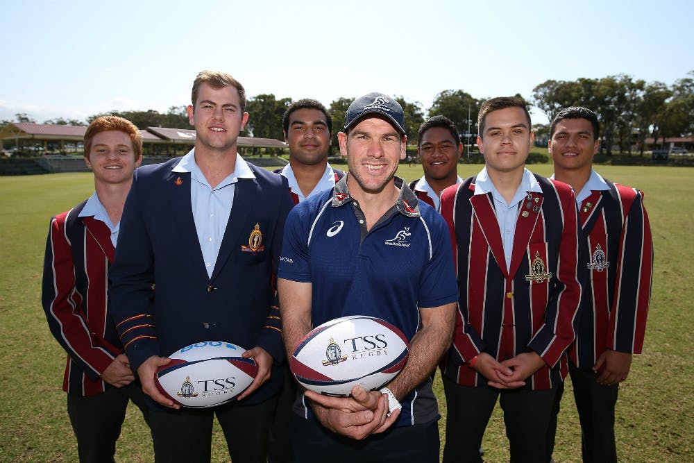 Natha Grey visited The Southport School's 1st XV on Wednesday. Photo: Getty Images
