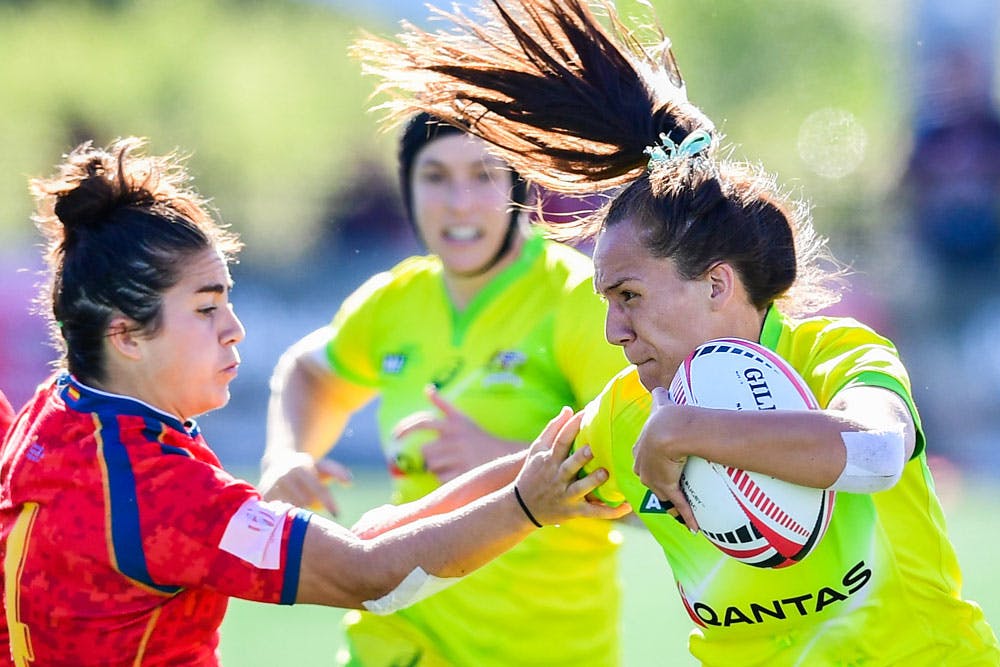 Evania Pelite starred for the Aussies in Langford. Photo: RUGBY.com.au/Stuart Walmsley