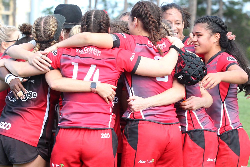 Griffith University is in the box seat to win the Uni 7s. Photo: Sportography