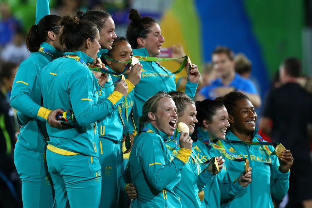 The Australian women Sevens won gold at the Rio Olympics. Photo: Getty Images