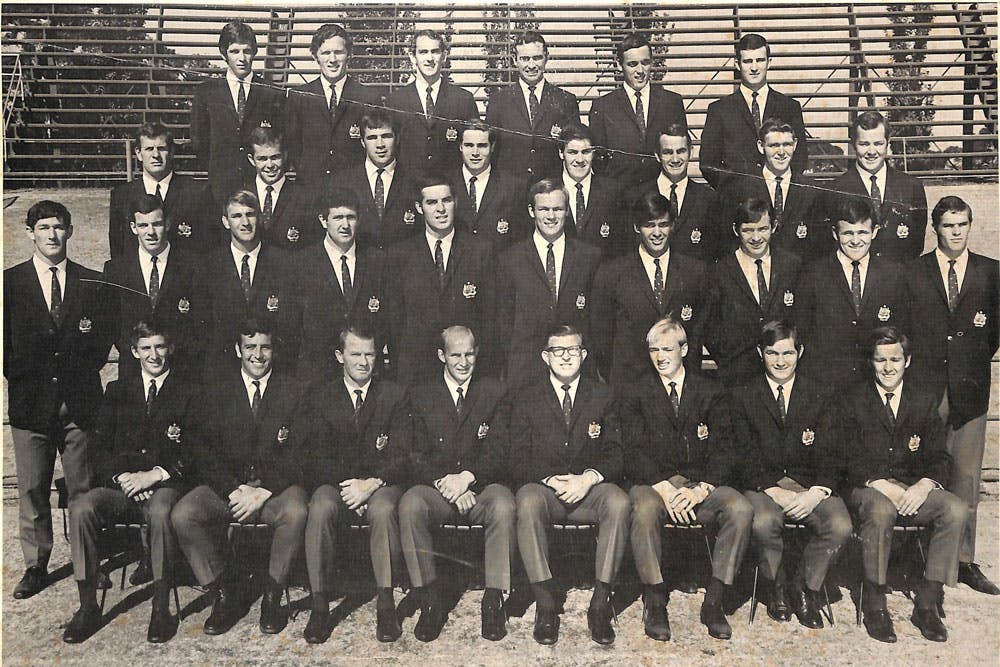 Australia's 1969 touring team of South Africa. Bruce Taafe far left in the third row. Photo: Supplied
