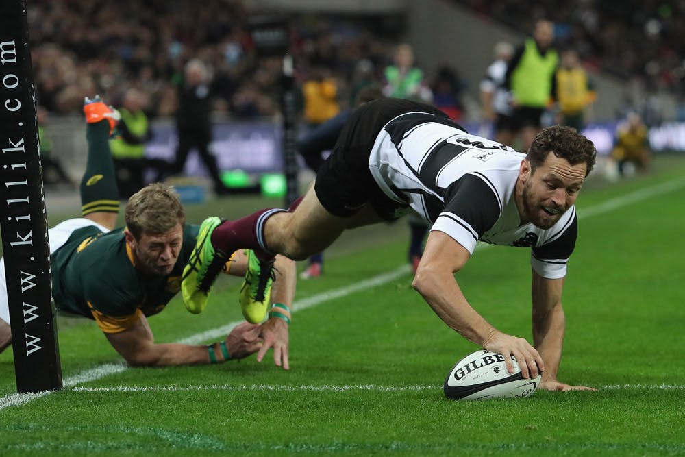 Luke Morahan crossed twice for the Barbarians. Photo: Getty images