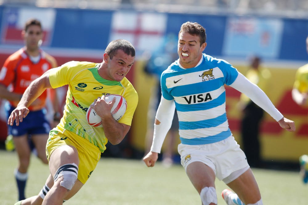 Alex Gibbon is one of several young guns earning their stripes for the Aussie Sevens side. Photo: Getty Images