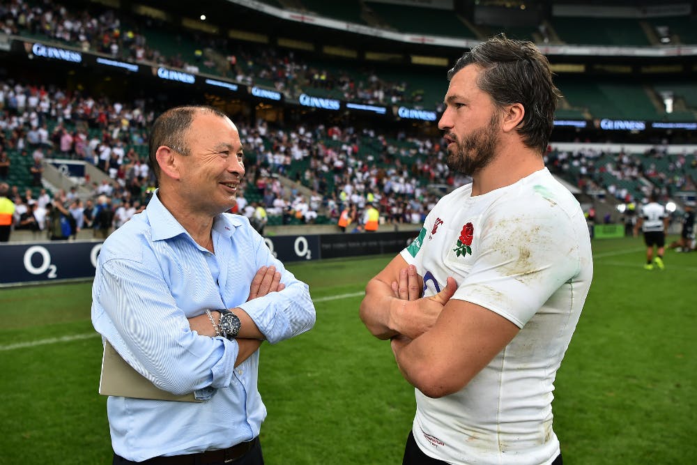 Eddie Jones and Adam Ashley-Cooper chat post match. Photo: Getty Images