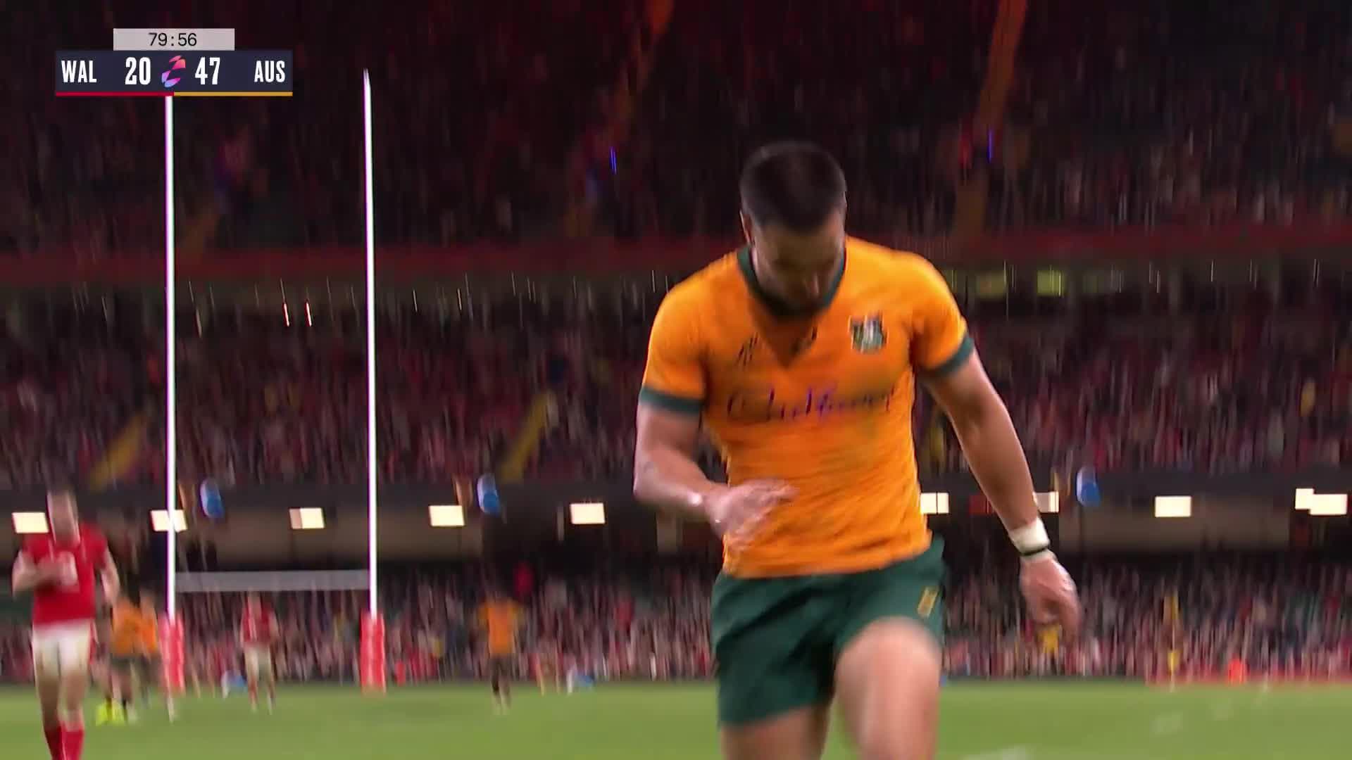 Tom Wright's Long Try v Wales Wallabies 2024