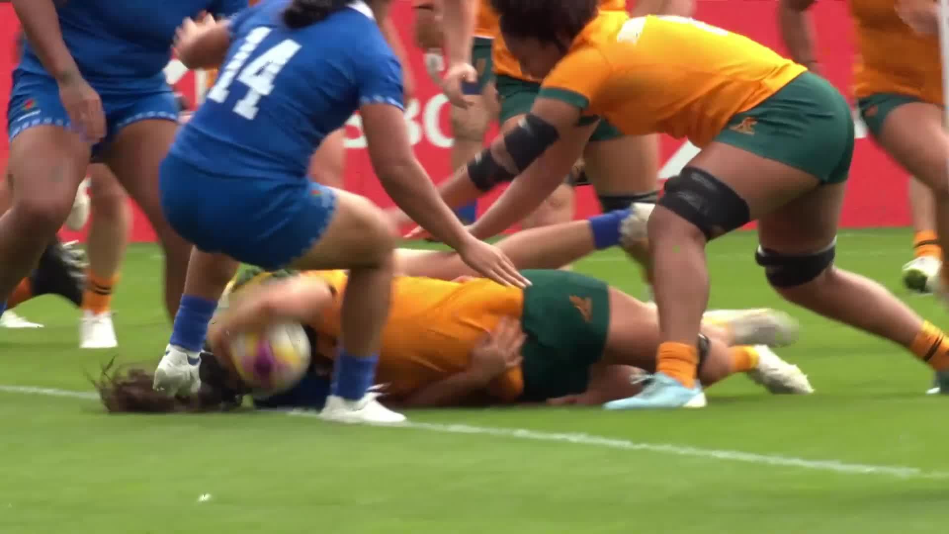 Emily Chancellor with a Try vs Samoa Women