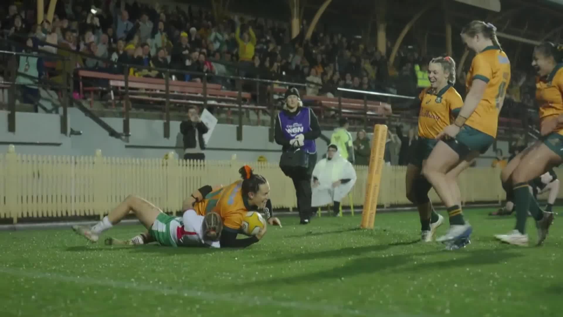 Maya Stewart with a Try vs Wales Women