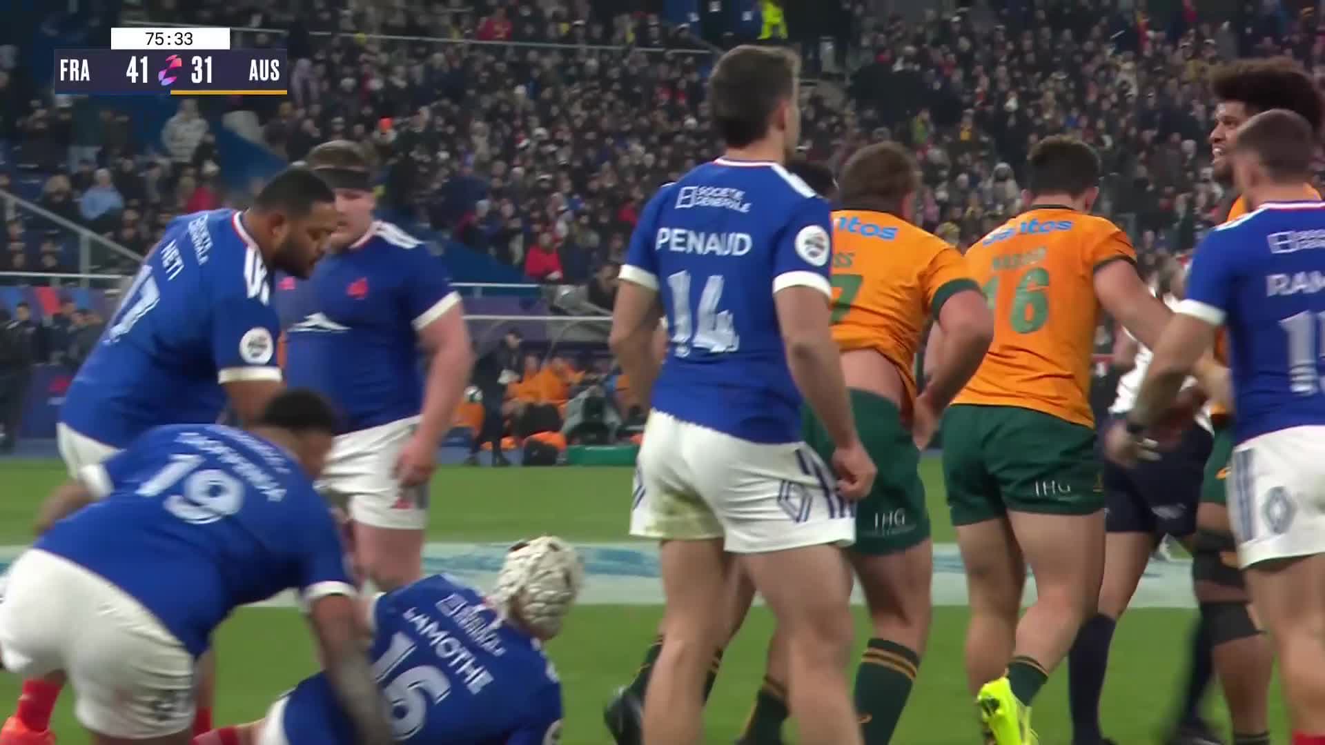 Try | Nasser 75:26 | Wallabies vs France