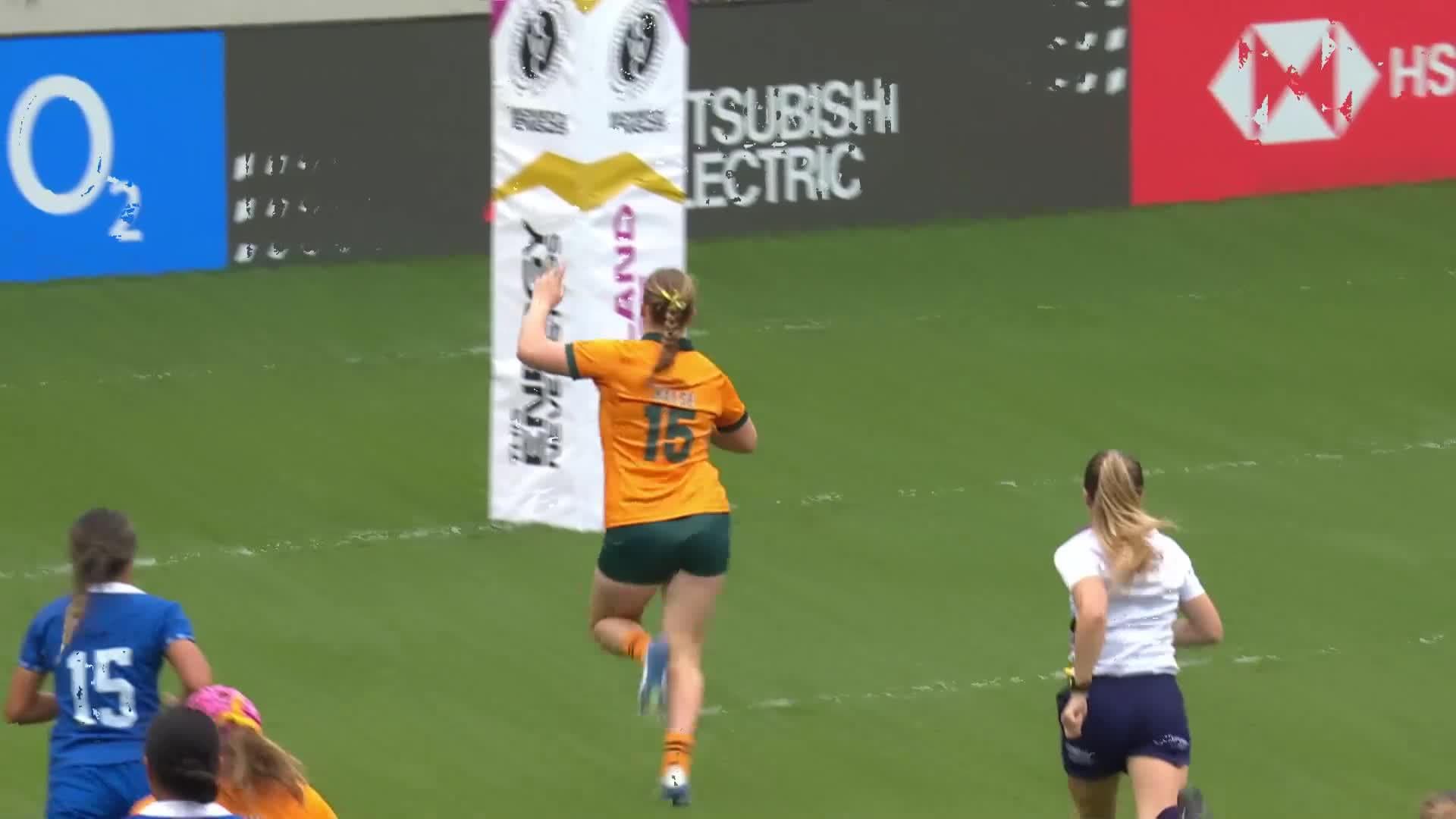 Caitlyn Halse with a Spectacular Try vs Samoa Women