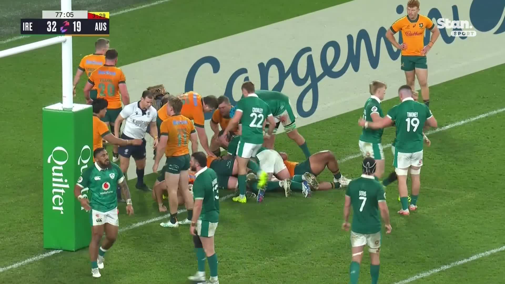 Ryan Baird with a Try vs Australia