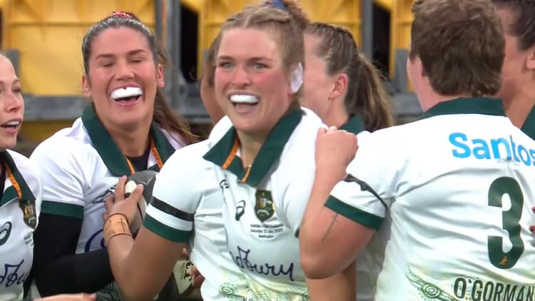 Charlotte Caslick with a Try vs New Zealand Women