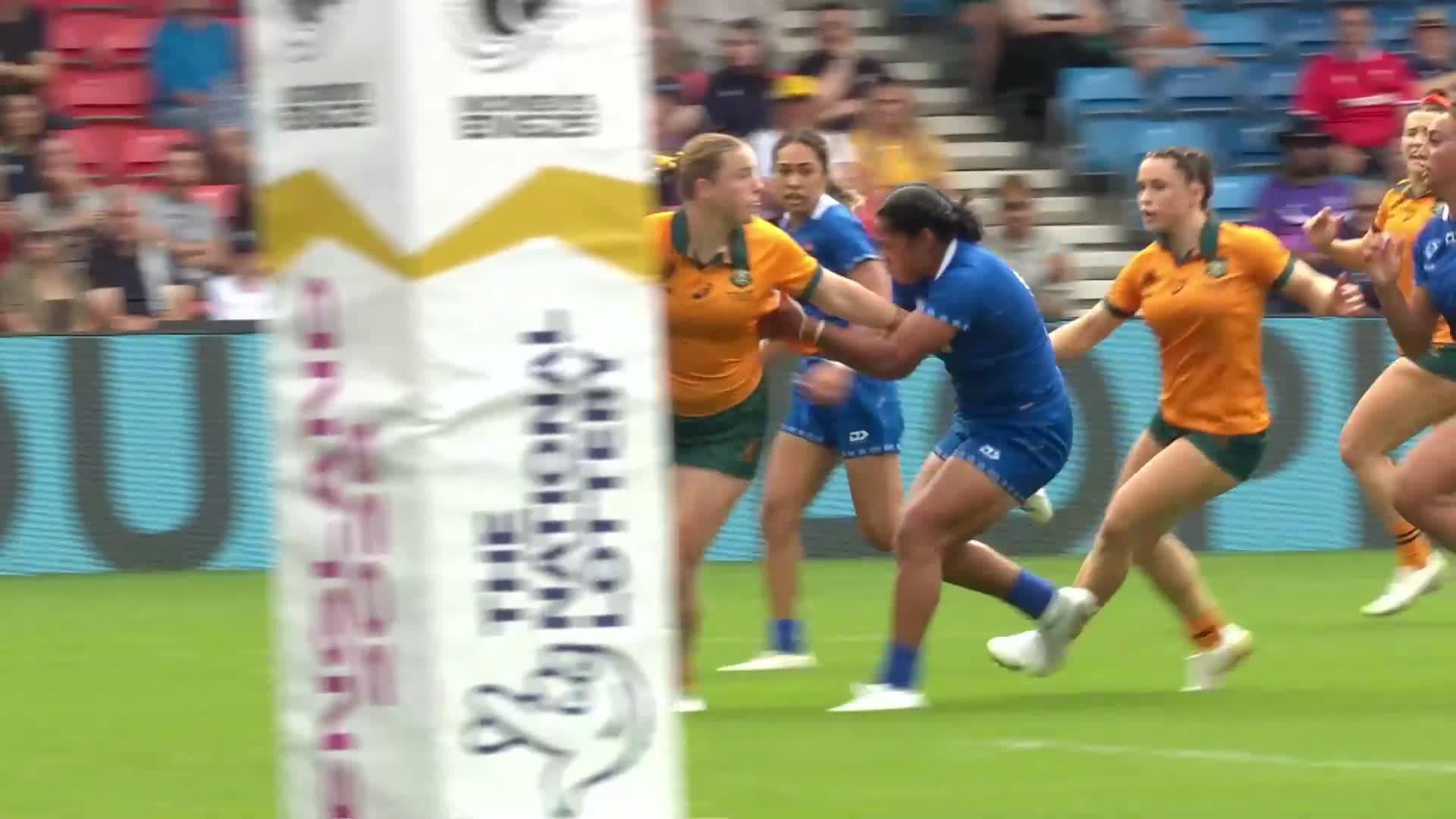 Caitlyn Halse with a Spectacular Try vs Samoa Women