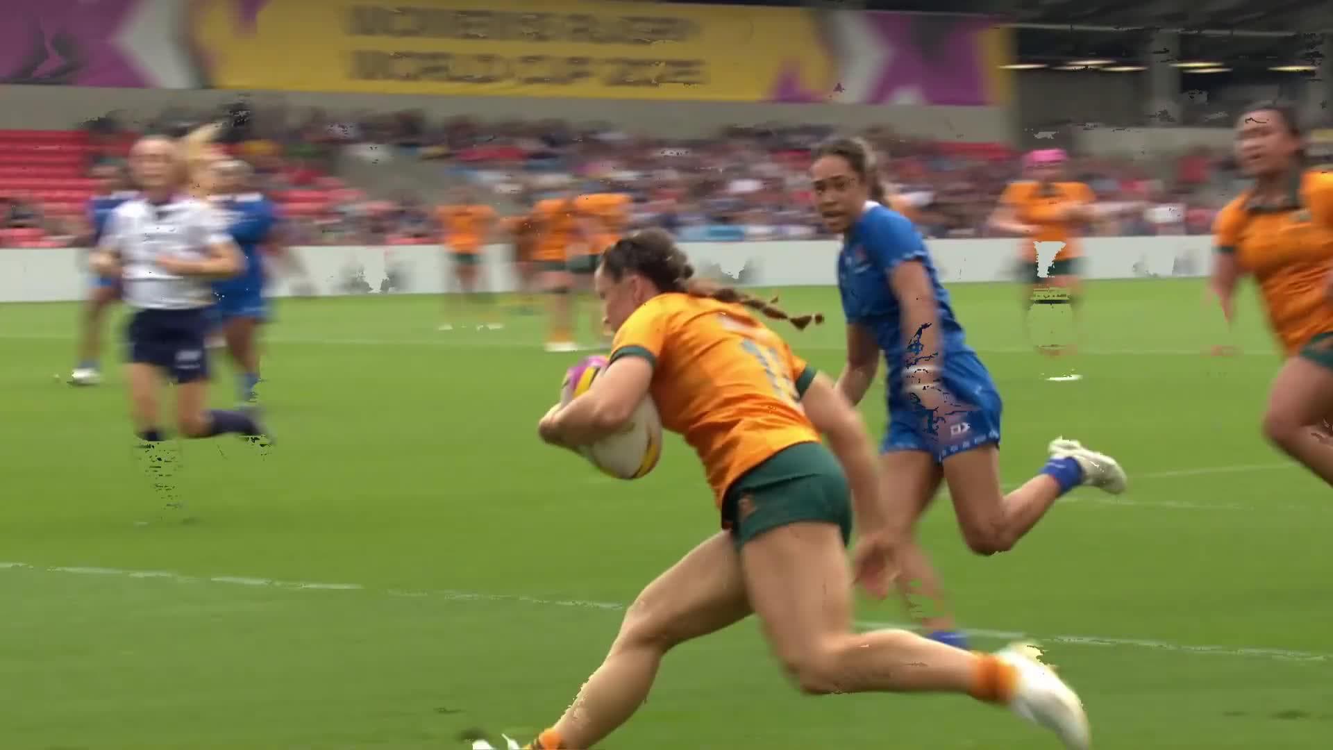Desiree Miller with a Spectacular Try vs Samoa Women