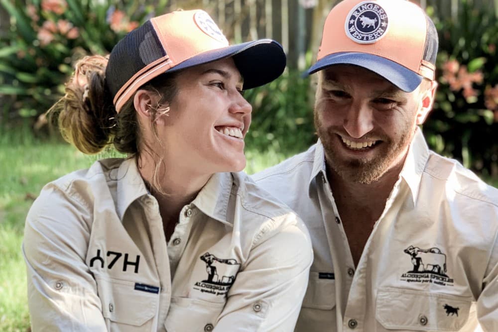 Charlotte Caslick and Lewis Holland have teamed up with Ringers Western to raise funds for Drought Angels. Photo: Supplied