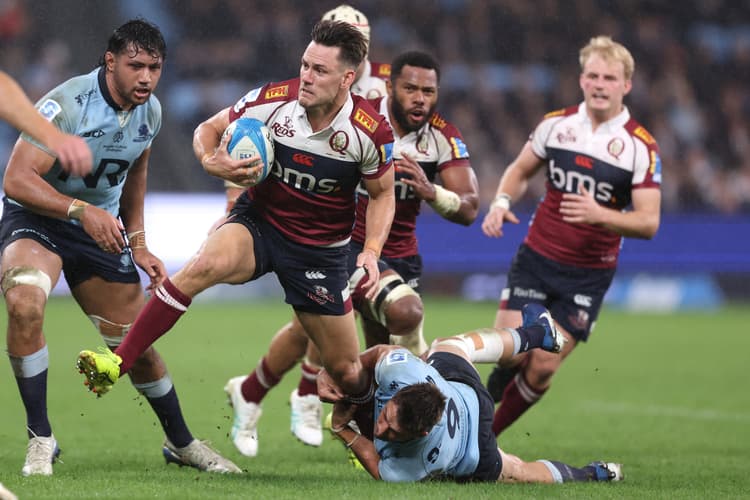 Reds winger Lachie Anderson on the charge against the NSW Waratahs in Sydney last Friday. Photo: Getty Images