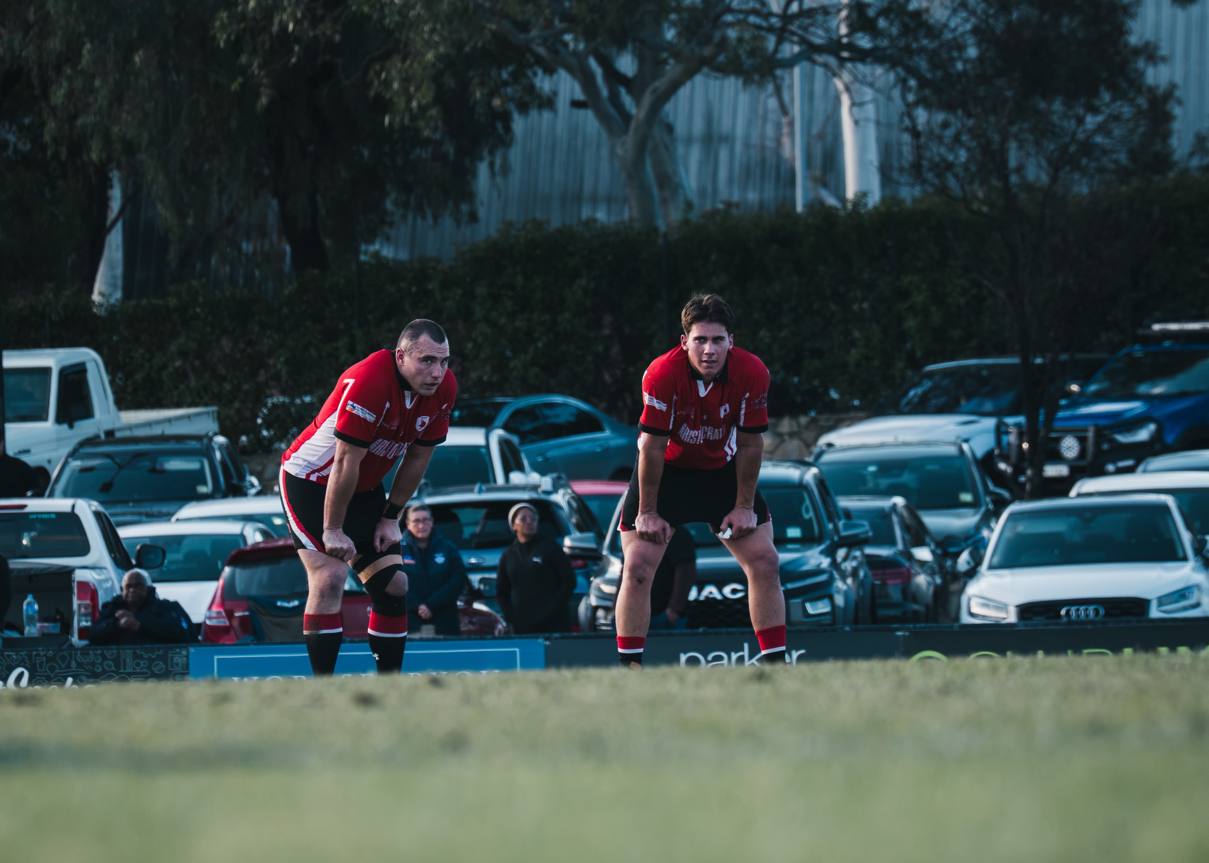 Andrew Robinson and Oscar Shaw in action for the Tuggeranong Vikings in their Qualifying Final match against Queanbeyan Whites.