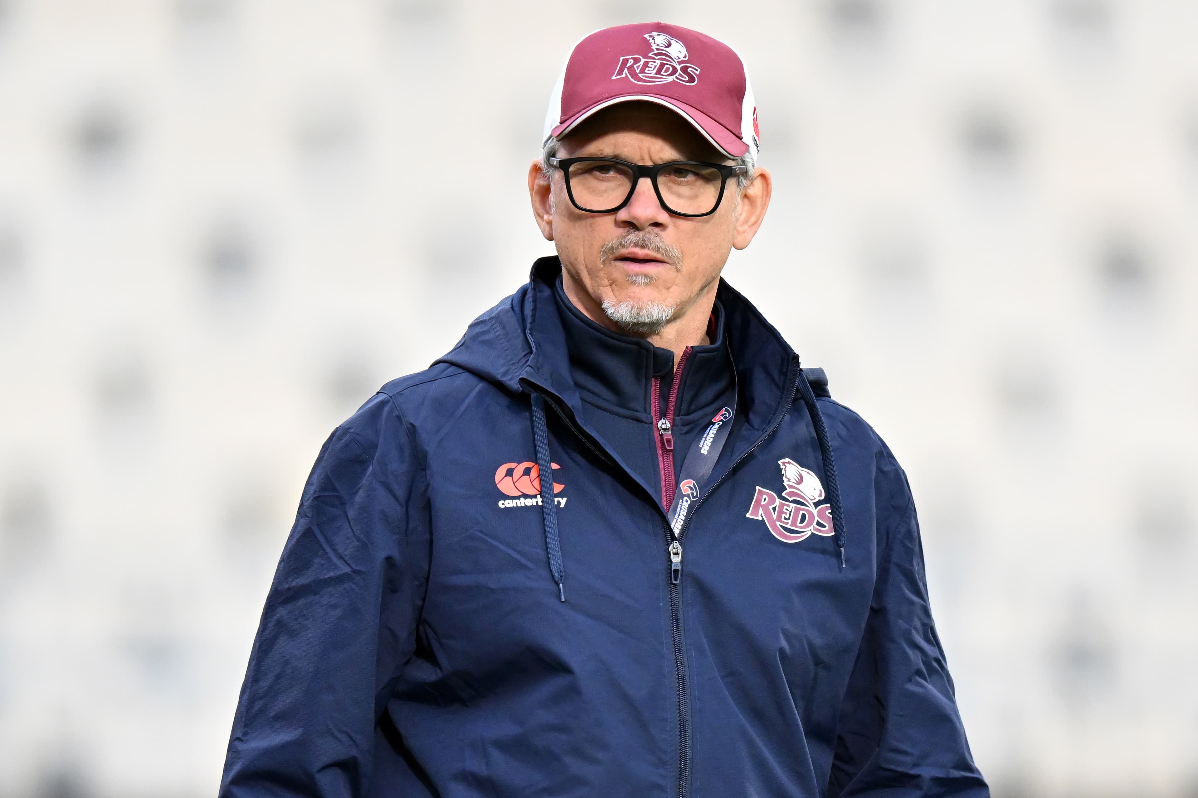 Queensland coach Les Kiss ahead of the Reds' Round 11 Super Rugby Pacific clash in Christchurch. Picture: Getty