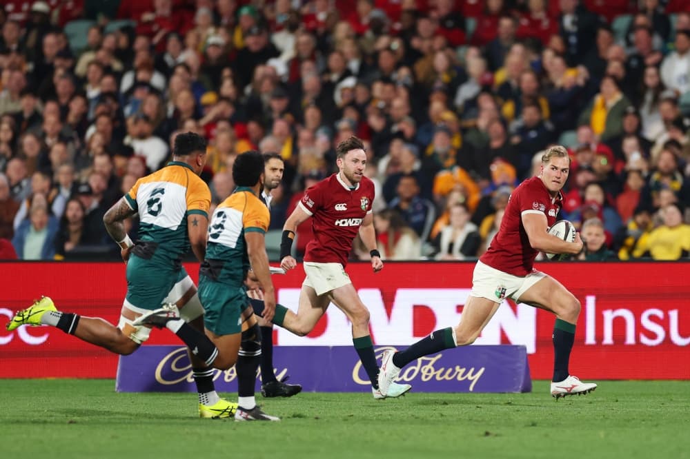 Duhan van der Merwe scored a hat-trick as the British & Irish Lions rolled through AUNZ. Photo: Getty Images