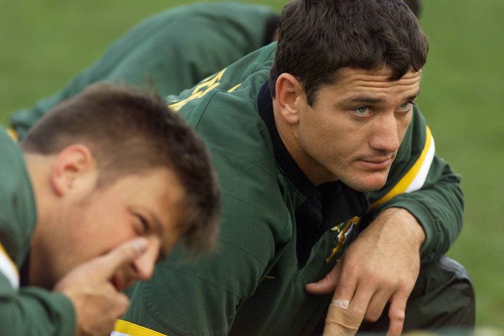 Joost van der Westhuizen with former Springbok Captain, Bobby Skinstad. Photo: AFP