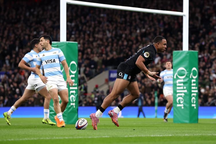 Max Ojomoh had a breakout game for England in the win over Argentina. Photo: Getty Images