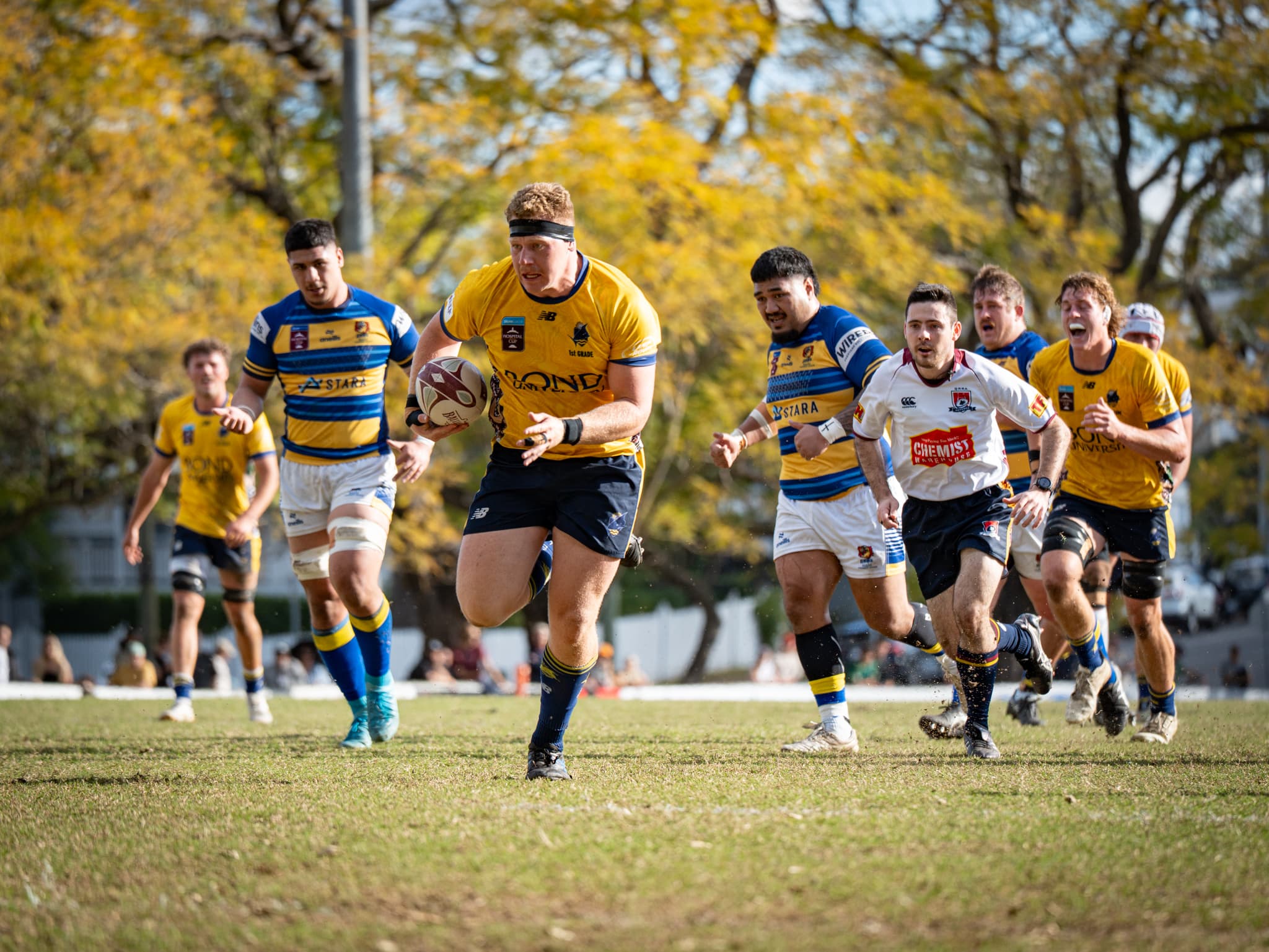 Bond University prop Harrison Usher on the charge against Easts in the preliminary final