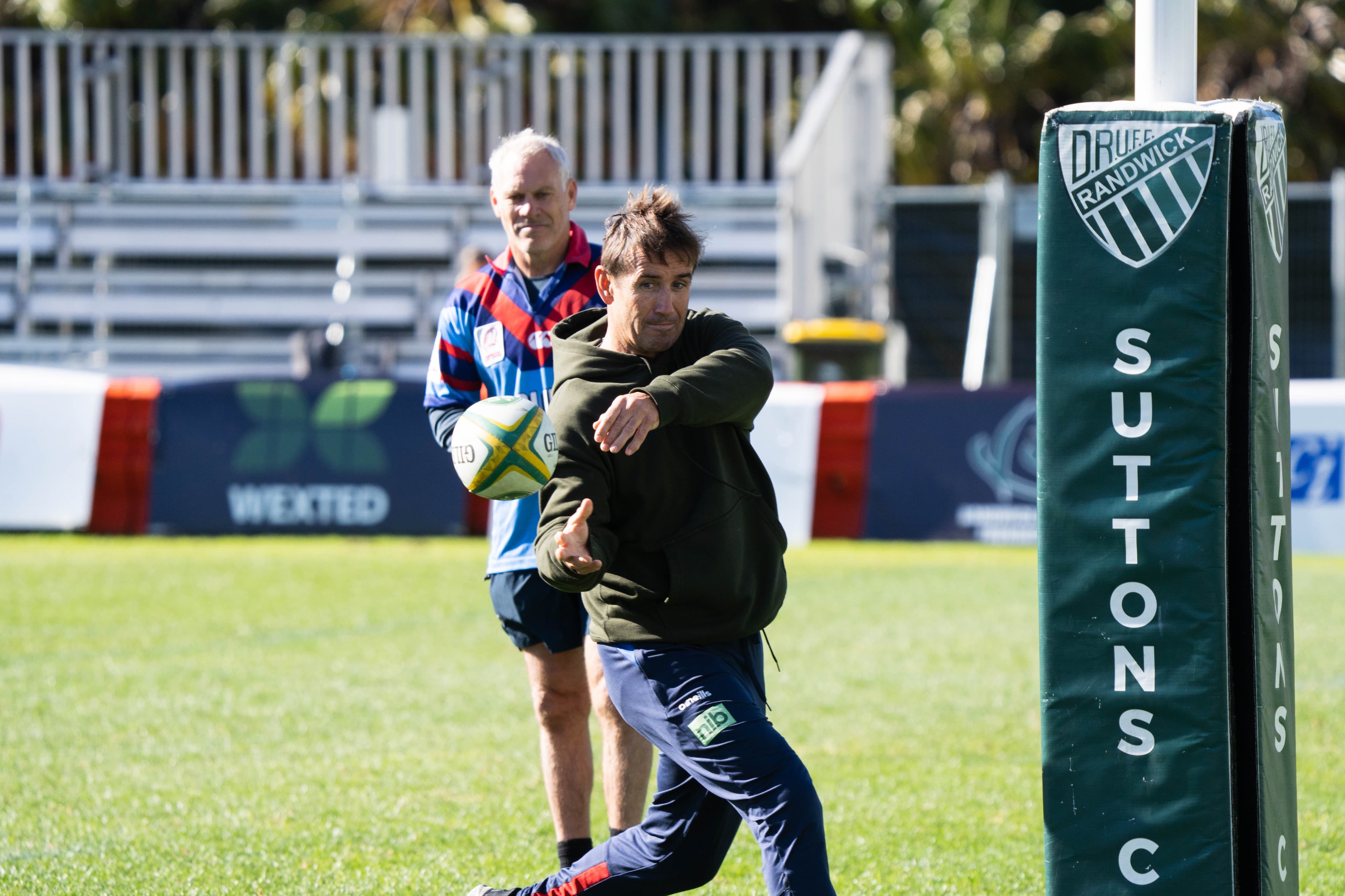 Andrew Johns taking the playmakers through some skills and drills. Photo: Julius Dimataga/RA Media