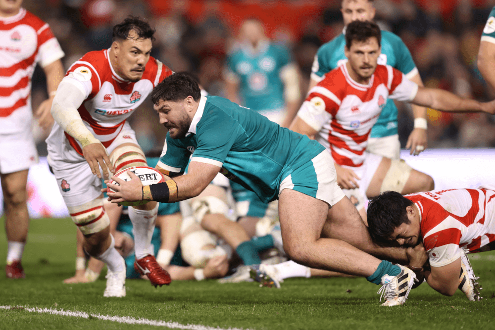 Tom O'Toole gets over the line to score against Japan. Source: Getty Images
