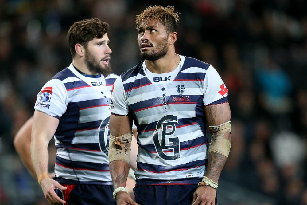 Rebels backrower Amanaki Mafi after the siren in Dunedin. Photo: Getty Images