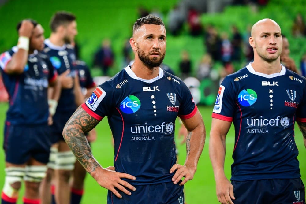 Quade Cooper (left) and Billy Meakes reflect after the loss to the Stormers. Photo: RUGBY.com.au/Stuart Walmsley