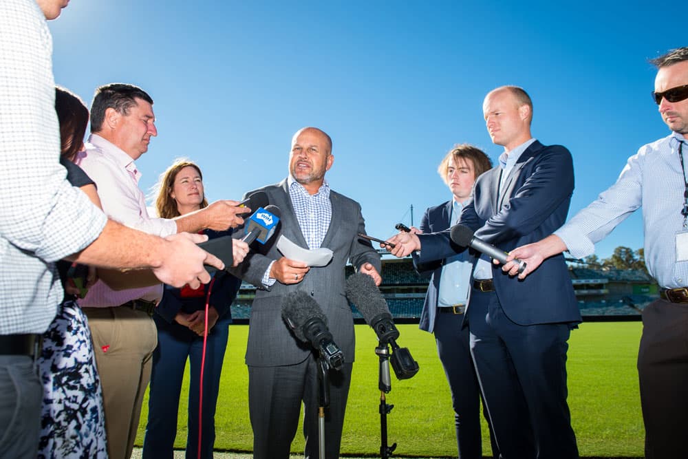 Rob Clarke addressed media in Canberra today. Photo: RUGBY.com.au/Stuart Walmsley