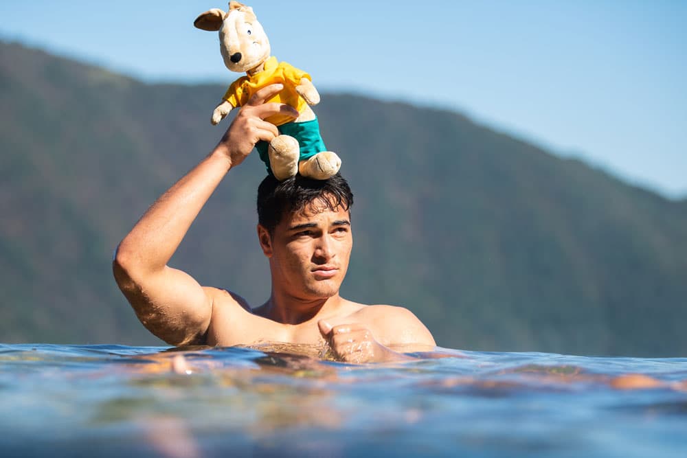 Jordan Petaia keeps Wally safe. Photo: RUGBY.com.au/Stuart Walmsley