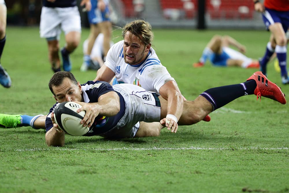 Tim Visser warmed up for the Test against the Wallabies playing a key role in the win over Italy in Singapore