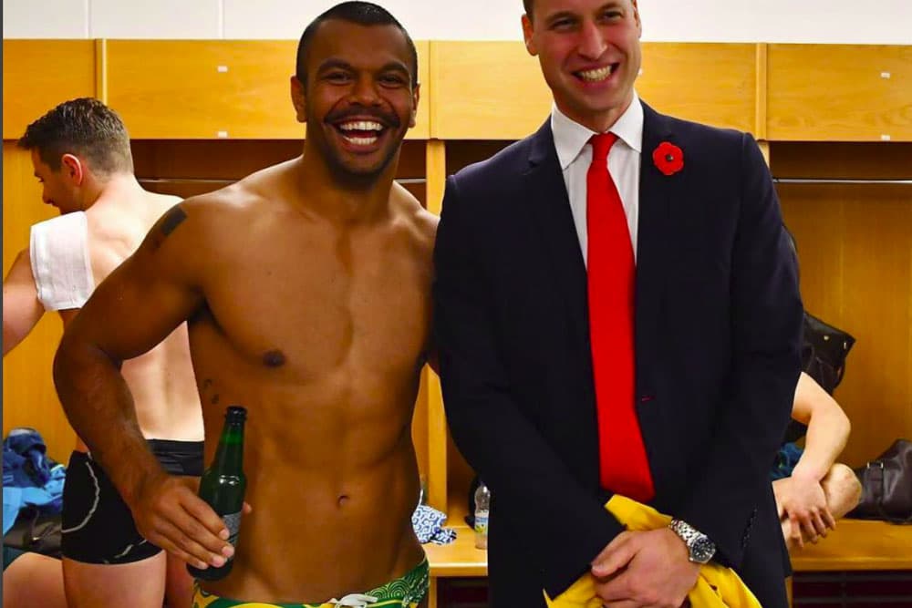 Kurtley Beale was beaming alongside Prince William. Photo: Instagram