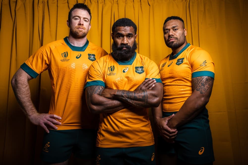 The Wallabies have unveiled their 2023 Rugby World Cup playing kit. Photo: Brendan Hertel/RA Media