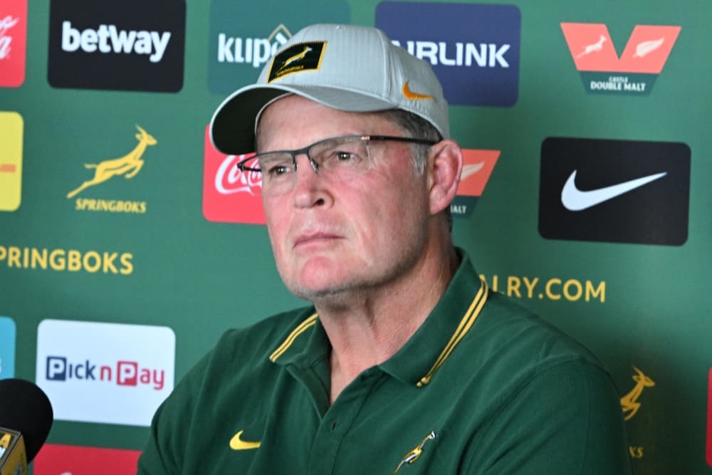 Rassie Erasmus is keen to stay low after a surprise first Test defeat to New Zealand. Photo: Getty Images