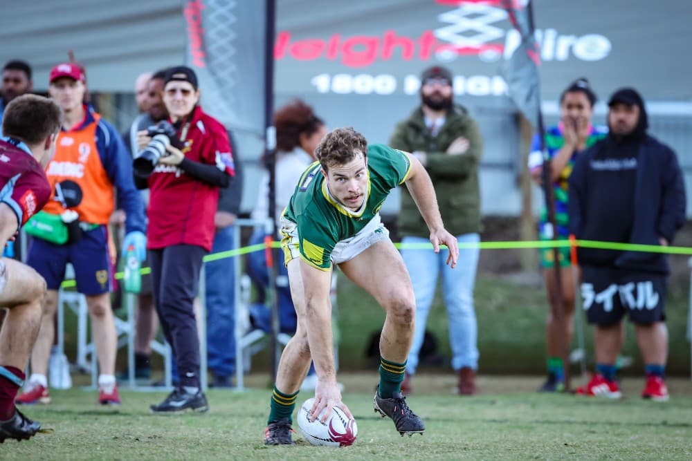 Wests winger Cooper Whiteside scores a late try in the marathon against University of Queensland. Photo: Brendan Hertel, QRU