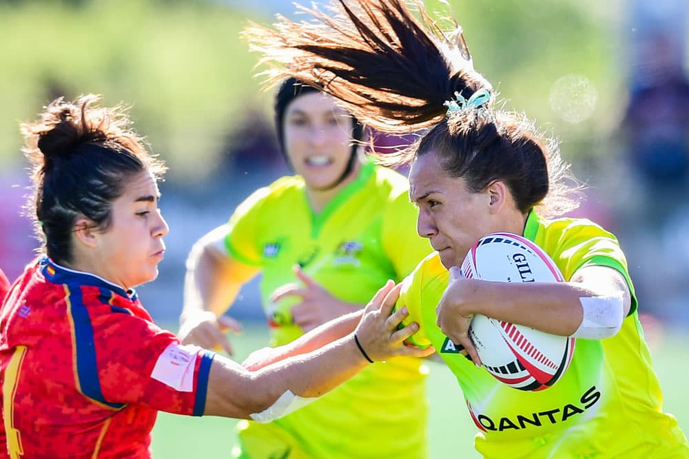 Evania Pelite starred for the Aussies in Langford. Photo: RUGBY.com.au/Stuart Walmsley
