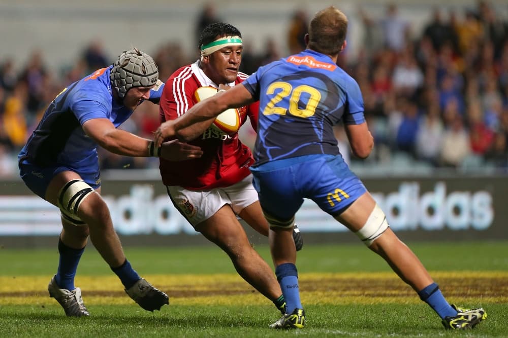 Lachlan McCaffrey making a tackle during the Western Force's 2013 tour match against the Lions. Photo: Getty Images