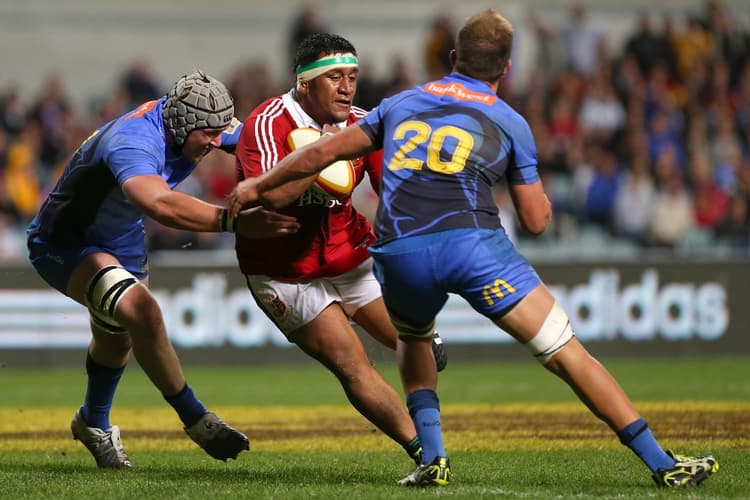 Lachlan McCaffrey making a tackle during the Western Force's 2013 tour match against the Lions. Photo: Getty Images