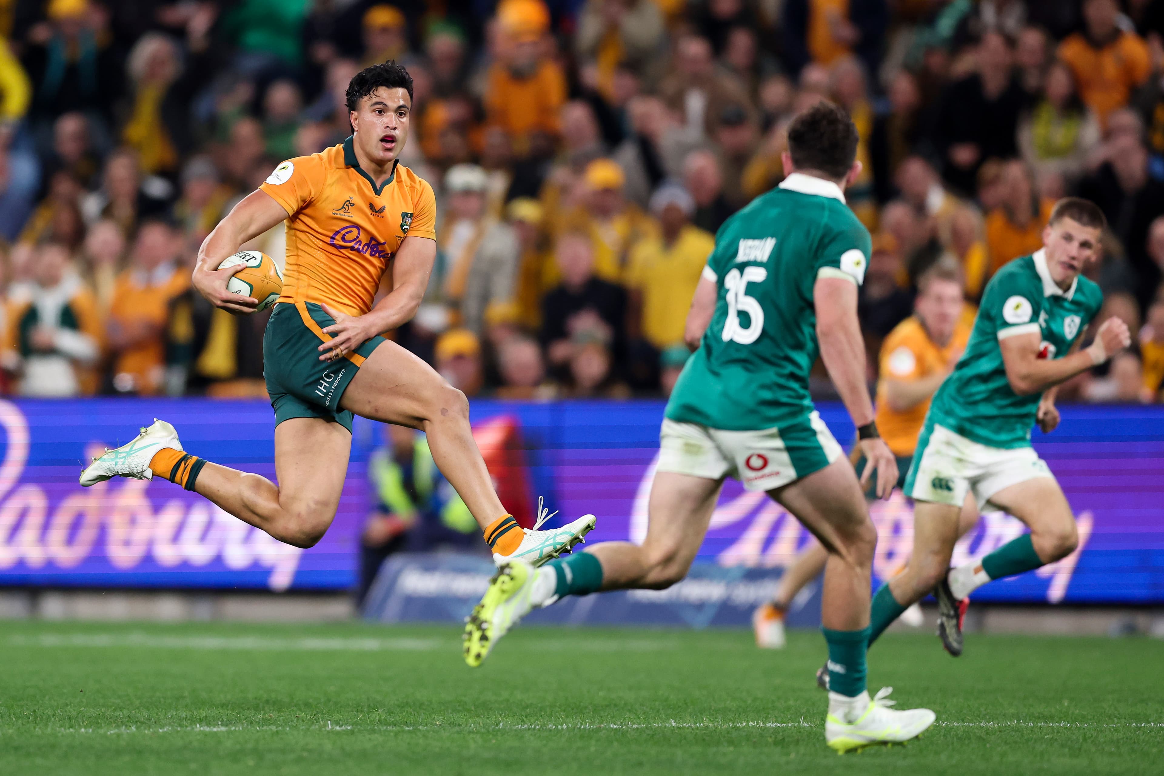 Joseph-Aukuso Suaalii will feature on the wing against South Africa in Perth. Photo: Getty Images