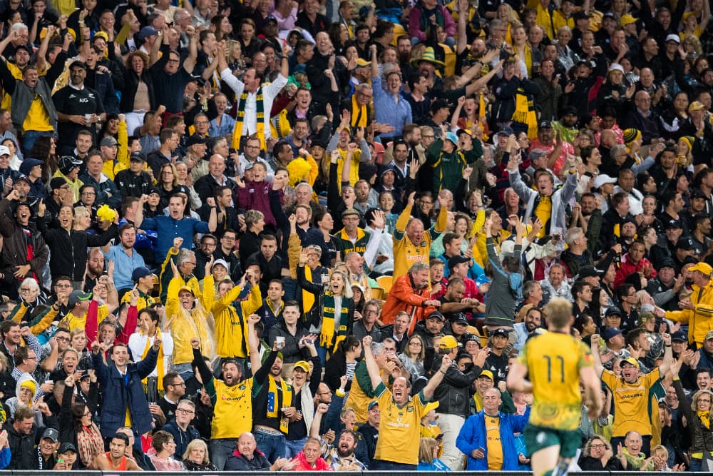 The Suncorp Stadium crowd was raucous in the Brisbane Bledisloe. Photo: RUGBY.com.au/Stuart Walmsley
