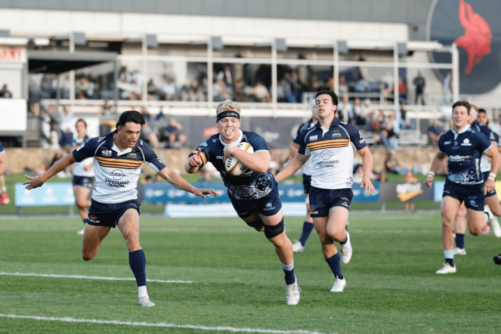 Jamie Adamson scores for the Waratahs in Super Rugby AUS. Source: Supplied.