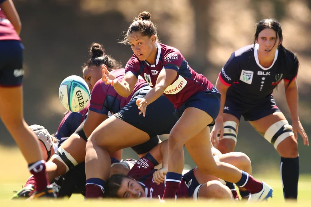 Cobie-Jane Morgan provides super fast delivery for her forwards. Photo: RUGBY.com.au/Stuart Walmsley