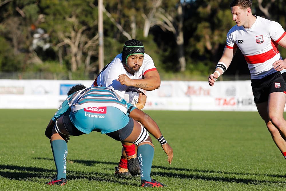 Tuala bumps off a Wildfires defender in Round Six. Photo: Karen Watson