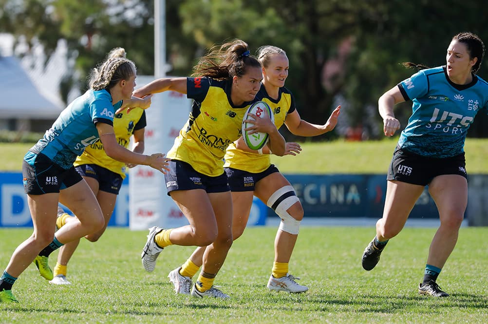 Evania Pelite playing for Bond in the Aon Uni 7s. | Photo: Karen Watson