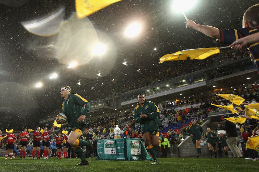 David Pocock leads the Wallabies onto McDonald Jones Stadium in 2012. Photo: Getty Images
