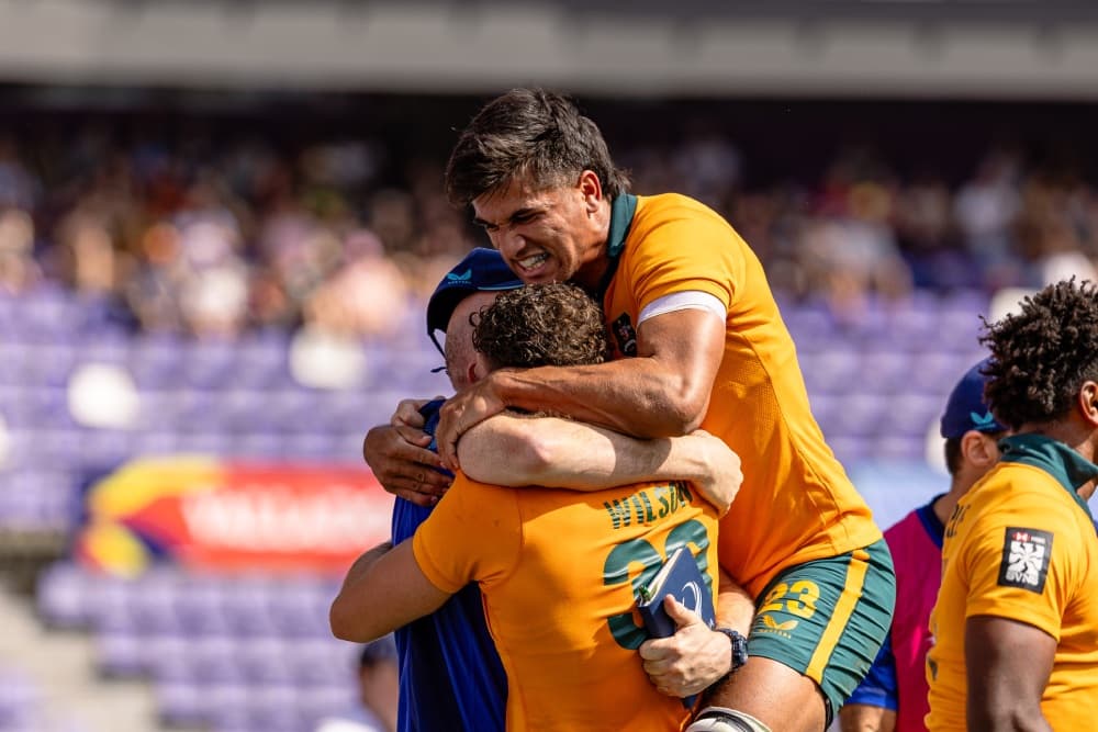 Australia's Men's Sevens side has completed the double in Spain with a tense win over South Africa. Photo: World Rugby
